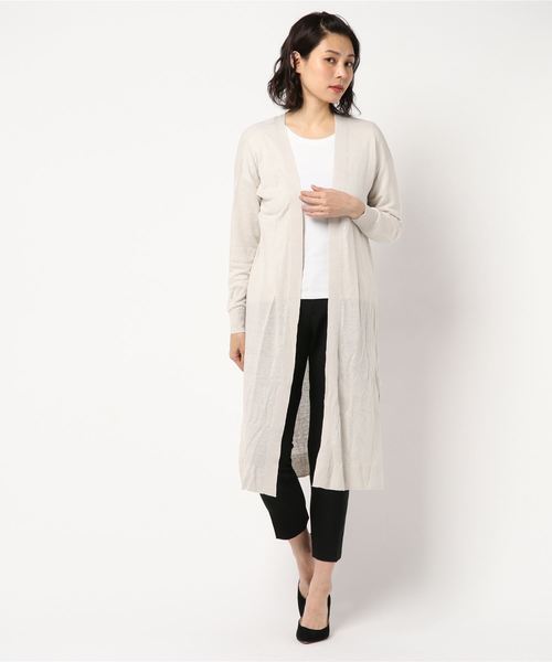 YECCA VECCA（イェッカヴェッカ）の「P.フレンチリネンロングカーディガン ●（カーディガン/ボレロ・レディース・ライトベージュ/ブラウン/ネイビー・FREE）」の13枚目の写真