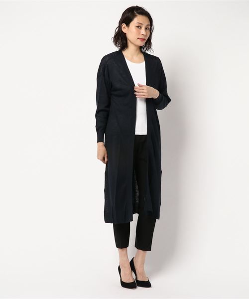 YECCA VECCA（イェッカヴェッカ）の「P.フレンチリネンロングカーディガン ●（カーディガン/ボレロ・レディース・ライトベージュ/ブラウン/ネイビー・FREE）」の20枚目の写真