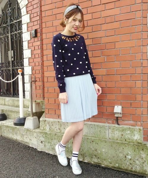 Another Edition（アナザーエディション）の「AE シシュウ+DOT PO（ニット/セーター・レディース・オフホワイト/ネイビー・フリー）」の7枚目の写真