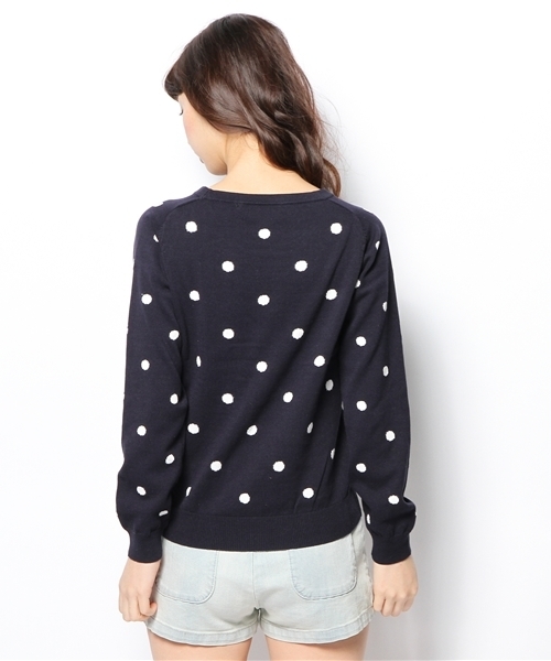 Another Edition（アナザーエディション）の「AE シシュウ+DOT PO（ニット/セーター・レディース・オフホワイト/ネイビー・フリー）」の3枚目の写真
