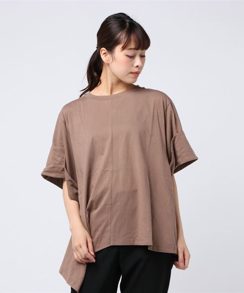 sabstreet my standard(サブストリートマイスタンダード)の「ロールアップスリーブイレヘムカットソー【大きいサイズ対応】【15号(3L)】(Tシャツ/カットソー・レディース・ブラック/カーキ/ブルー・15号)」の14枚目の写真