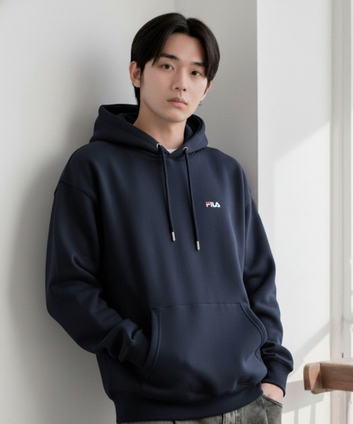 FILA（フィラ）の「【FILA/フィラ】ワンポイント ロゴ刺繍 裏起毛 スウェット プルパーカー フ―ディ（パーカー・レディース・ホワイト/ブラック/ネイビー/杢グレー/グレー系その他/グリーン系その他/セージグリーン/ブルーグレー/アッシュグレー・M/L/LL/3L）」の17枚目の写真