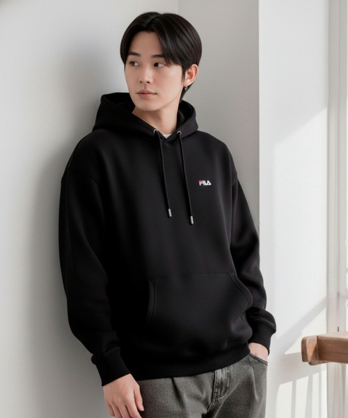 FILA（フィラ）の「【FILA/フィラ】ワンポイント ロゴ刺繍 裏起毛 スウェット プルパーカー フ―ディ（パーカー・レディース・ホワイト/ブラック/ネイビー/杢グレー/グレー系その他/グリーン系その他/セージグリーン/ブルーグレー/アッシュグレー・M/L/LL/3L）」の10枚目の写真