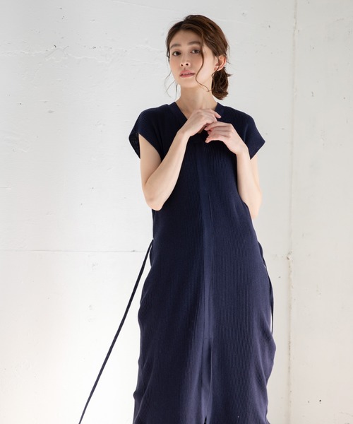 Munich（ミューニック）の「コットンリネンリブニット　ロングワンピース（ワンピース・レディース・ネイビー/カーキ/キナリ・FREE）」の19枚目の写真