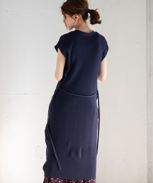 Munich（ミューニック）の「コットンリネンリブニット　ロングワンピース（ワンピース・レディース・ネイビー/カーキ/キナリ・FREE）」の10枚目の写真