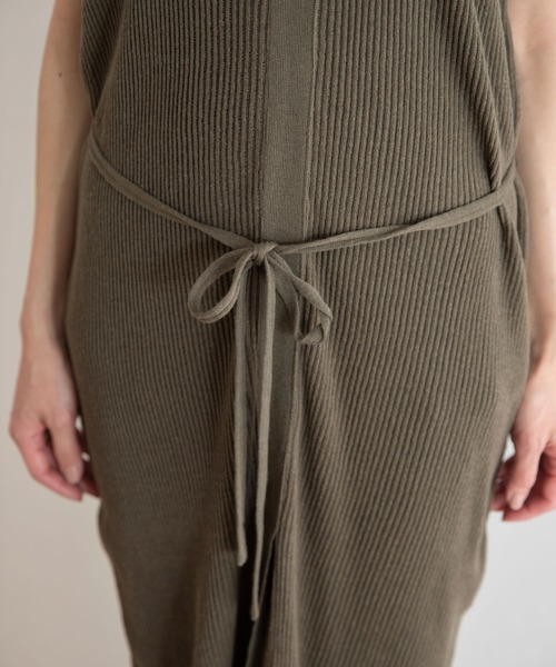 Munich（ミューニック）の「コットンリネンリブニット　ロングワンピース（ワンピース・レディース・ネイビー/カーキ/キナリ・FREE）」の20枚目の写真