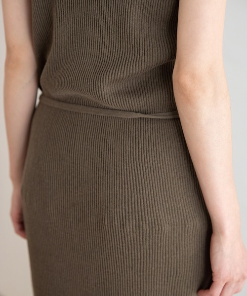 Munich（ミューニック）の「コットンリネンリブニット　ロングワンピース（ワンピース・レディース・ネイビー/カーキ/キナリ・FREE）」の8枚目の写真