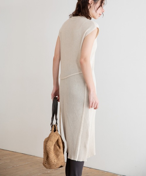 Munich（ミューニック）の「コットンリネンリブニット　ロングワンピース（ワンピース・レディース・ネイビー/カーキ/キナリ・FREE）」の21枚目の写真