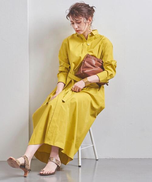 アローズ フラワープリントロングシャツワンピース36 UNITED ARROWS