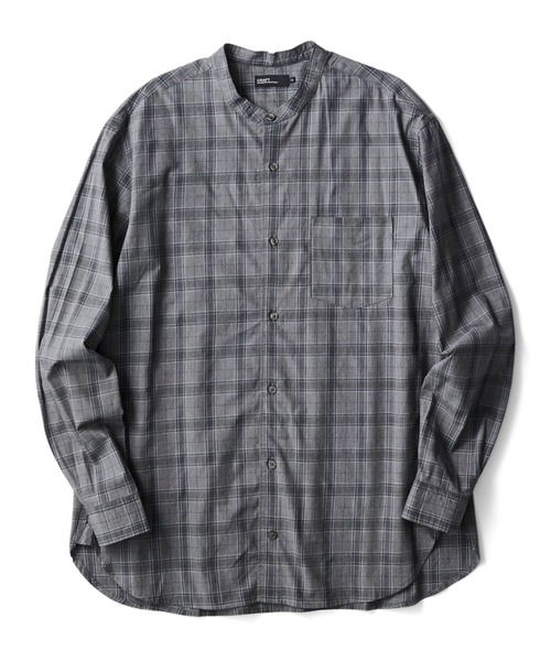 CRAFT STANDARD BOUTIQUE(クラフトスタンダードブティック)の「【2020SS】STAND COLLAR SHIRT/スタンドカラーベーシックとろみシャツ●*(シャツ/ブラウス・メンズ・チャコールグレー/ハウンドトゥース/ネイビー/グレー/アイボリー/ホワイト系その他7/チェック/ブルー系その他4・M/L/LL)」の4枚目の写真