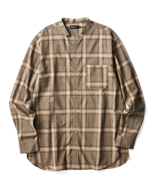 CRAFT STANDARD BOUTIQUE(クラフトスタンダードブティック)の「【2020SS】STAND COLLAR SHIRT/スタンドカラーベーシックとろみシャツ●*(シャツ/ブラウス・メンズ・チャコールグレー/ハウンドトゥース/ネイビー/グレー/アイボリー/ホワイト系その他7/チェック/ブルー系その他4・M/L/LL)」の7枚目の写真