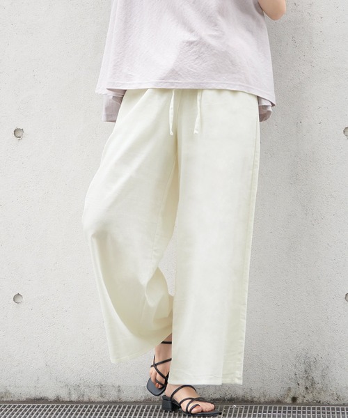 coca(coca)(コカ)の「リネン風イージーパンツ(その他パンツ・レディース・ベージュ/アイボリー・ONE SIZE)」の1枚目の写真