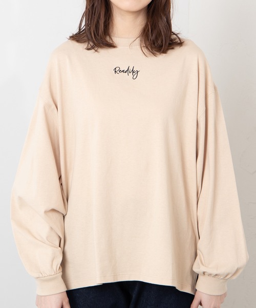 WEGO（ウィゴー）の「WEGO/ボリュームスリーブ刺繍ロゴビッグシルエットロンT（Tシャツ/カットソー・レディース・ベージュ/ライトパープル/ホワイト・FREE）」の13枚目の写真