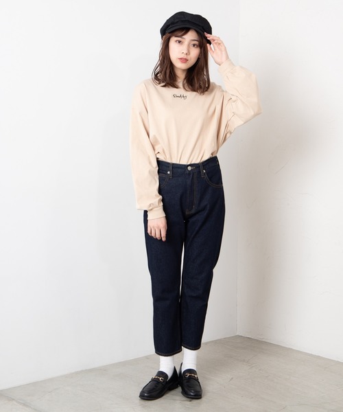 WEGO（ウィゴー）の「WEGO/ボリュームスリーブ刺繍ロゴビッグシルエットロンT（Tシャツ/カットソー・レディース・ベージュ/ライトパープル/ホワイト・FREE）」の5枚目の写真