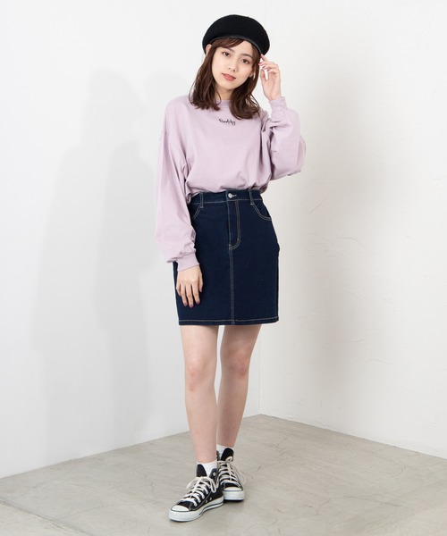 WEGO（ウィゴー）の「WEGO/ボリュームスリーブ刺繍ロゴビッグシルエットロンT（Tシャツ/カットソー・レディース・ベージュ/ライトパープル/ホワイト・FREE）」の7枚目の写真