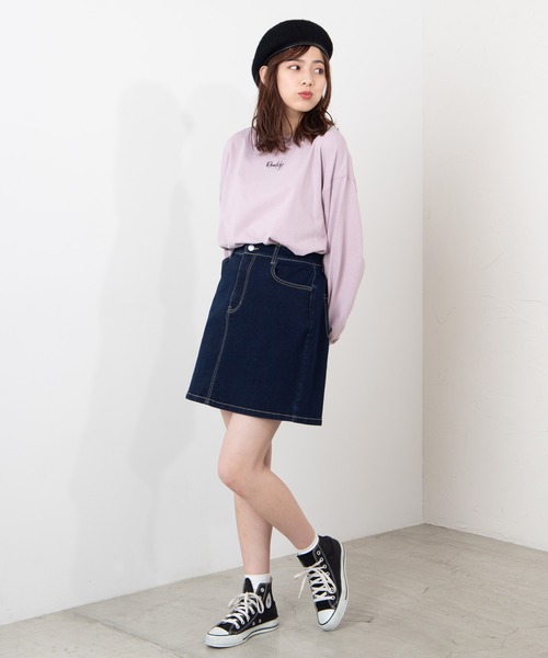 WEGO（ウィゴー）の「WEGO/ボリュームスリーブ刺繍ロゴビッグシルエットロンT（Tシャツ/カットソー・レディース・ベージュ/ライトパープル/ホワイト・FREE）」の8枚目の写真