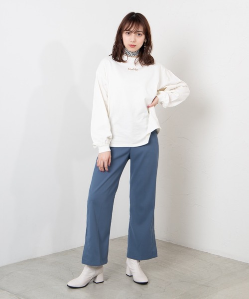 WEGO（ウィゴー）の「WEGO/ボリュームスリーブ刺繍ロゴビッグシルエットロンT（Tシャツ/カットソー・レディース・ベージュ/ライトパープル/ホワイト・FREE）」の10枚目の写真