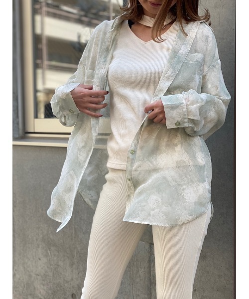 one way（ワンウェイ）の「タイダイシアーシャツ（シャツ/ブラウス・レディース・ライトグリーン/ライトブラウン・FREE）」の2枚目の写真