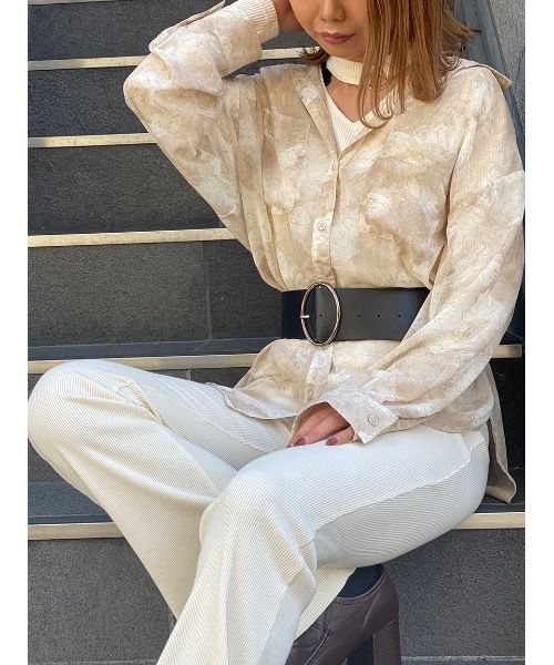 one way（ワンウェイ）の「タイダイシアーシャツ（シャツ/ブラウス・レディース・ライトグリーン/ライトブラウン・FREE）」の7枚目の写真