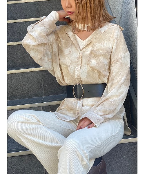 one way（ワンウェイ）の「タイダイシアーシャツ（シャツ/ブラウス・レディース・ライトグリーン/ライトブラウン・FREE）」の3枚目の写真