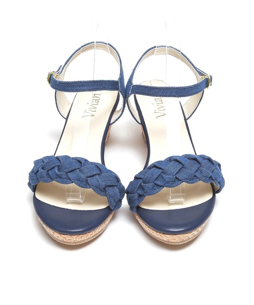 VIVIAN（ヴィヴィアン）の「編み込みデザインウェッジサンダル（サンダル・レディース・ブラック系その他3/ベージュ系その他3/イエロー系その他3/ライトパープル/ダークインディゴブルー/グレー系その他3・LL/S/M/L）」の7枚目の写真