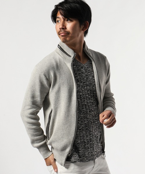 TETE HOMME(テットオム)の「ニットブルゾン(ブルゾン・メンズ・チャコールグレー/グレー・MEDIUM/LARGE)」の1枚目の写真