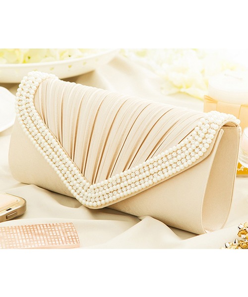 Lace Ladies(レースレディース)の「サテンプリーツ 2WAYクラッチバッグバッグ(クラッチバッグ・レディース・ブラック/シルバー/ネイビー/ワインレッド/ベージュ・FREE)」の3枚目の写真
