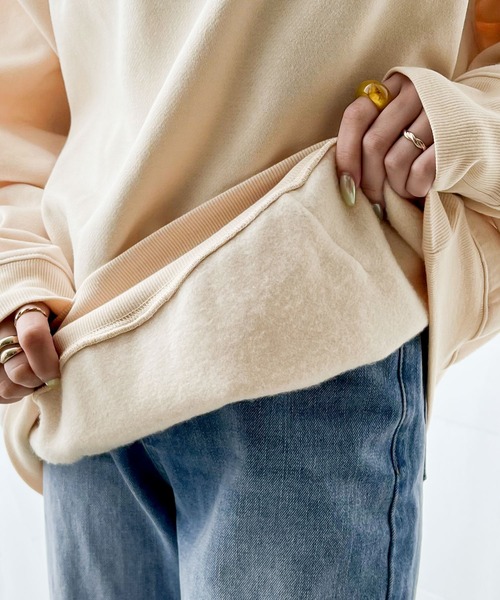 Java（ジャバ）の「《JaVa ジャバコラボ》たっぷりボリュームで華奢見え、裏起毛ビッグシルエット オーバーサイズ パーカー（スウェット・レディース・ブラック/ベージュ/モカ/ライトカーキ/ブルー・MEDIUM/LARGE/X-LARGE/XX-LARGE/SMALL）」の11枚目の写真