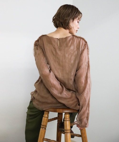 select MOCA(セレクトモカ)の「トゥープライ(two-ply)トップス(Tシャツ/カットソー・レディース・カーキ/ベージュ/ブラウン・FREE)」の2枚目の写真