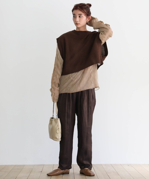 select MOCA(セレクトモカ)の「トゥープライ(two-ply)トップス(Tシャツ/カットソー・レディース・カーキ/ベージュ/ブラウン・FREE)」の4枚目の写真