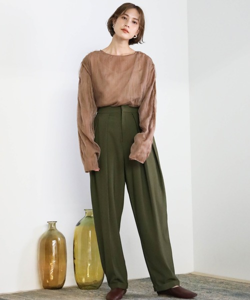 select MOCA(セレクトモカ)の「トゥープライ(two-ply)トップス(Tシャツ/カットソー・レディース・カーキ/ベージュ/ブラウン・FREE)」の20枚目の写真