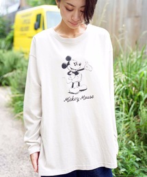 【DISNEY/ディズニー】MICKY MOUSE 天竺ビッグロングTシャツ / ミッキーマウス オーバーサイズ ビッグシルエット ヴィンテージ風