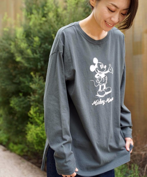Disney(ディズニー)の「【DISNEY/ディズニー】MICKY MOUSE 天竺ビッグロングTシャツ / ミッキーマウス オーバーサイズ ビッグシルエット ヴィンテージ風(Tシャツ/カットソー・レディース・オフホワイト/ベージュ/チャコールグレー・MEDIUM)」の14枚目の写真