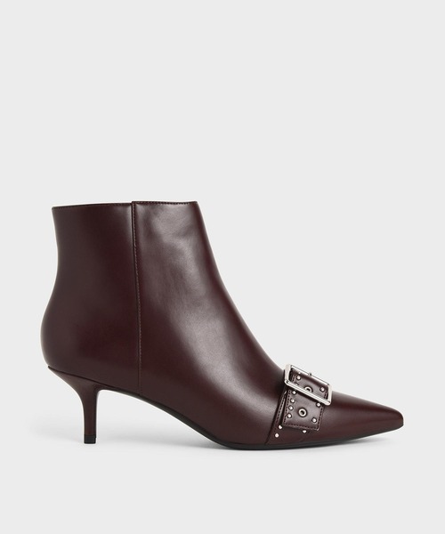 CHARLES & KEITH(チャールズ & キース)の「スタッズド アンクルブーツ / Studded Ankle Boots(ブーツ・レディース・ブラック/マルーン/ホワイト・22.5cm/23cm/23.5cm/24.5cm/25cm/25.5cm)」の3枚目の写真