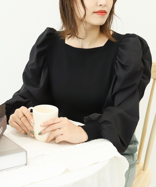 PairPair（ペアペア）の「袖コンシャストップス（Tシャツ/カットソー・レディース・ブラック/ブラウン・FREE）」の7枚目の写真