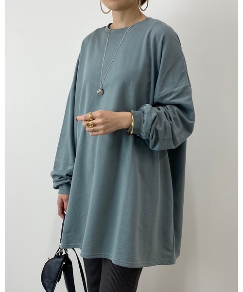 She's Closet(シーズクローゼット)の「Aラインフレアチュニック(スウェット・レディース・ブラック/グレイッシュベージュ/グレイッシュブルー・FREE)」の9枚目の写真
