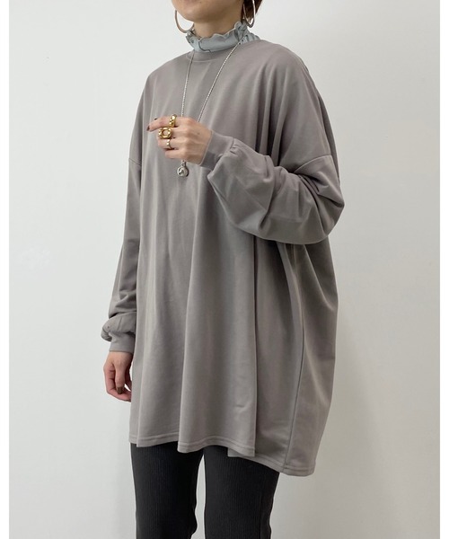 She's Closet(シーズクローゼット)の「Aラインフレアチュニック(スウェット・レディース・ブラック/グレイッシュベージュ/グレイッシュブルー・FREE)」の12枚目の写真