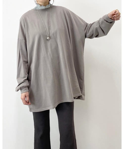 She's Closet(シーズクローゼット)の「Aラインフレアチュニック(スウェット・レディース・ブラック/グレイッシュベージュ/グレイッシュブルー・FREE)」の13枚目の写真
