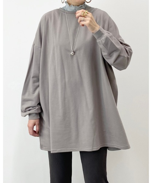 She's Closet(シーズクローゼット)の「Aラインフレアチュニック(スウェット・レディース・ブラック/グレイッシュベージュ/グレイッシュブルー・FREE)」の15枚目の写真