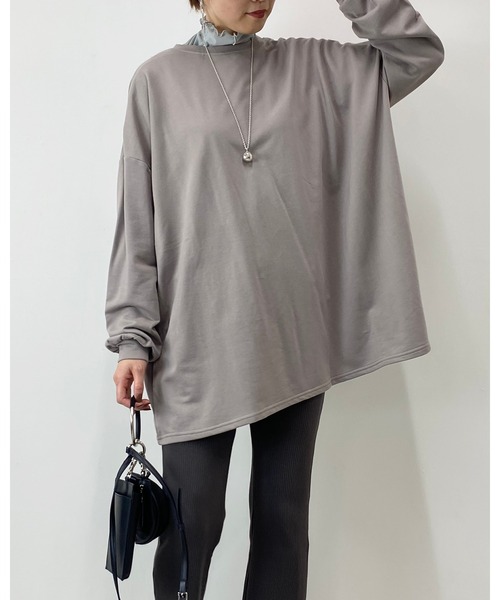 She's Closet(シーズクローゼット)の「Aラインフレアチュニック(スウェット・レディース・ブラック/グレイッシュベージュ/グレイッシュブルー・FREE)」の16枚目の写真