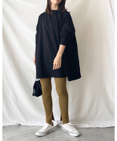 She's Closet(シーズクローゼット)の「Aラインフレアチュニック(スウェット・レディース・ブラック/グレイッシュベージュ/グレイッシュブルー・FREE)」の19枚目の写真