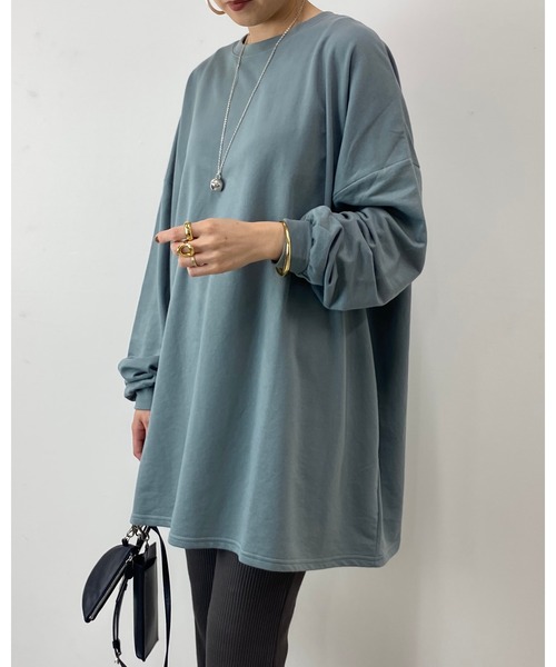 She's Closet(シーズクローゼット)の「Aラインフレアチュニック(スウェット・レディース・ブラック/グレイッシュベージュ/グレイッシュブルー・FREE)」の20枚目の写真