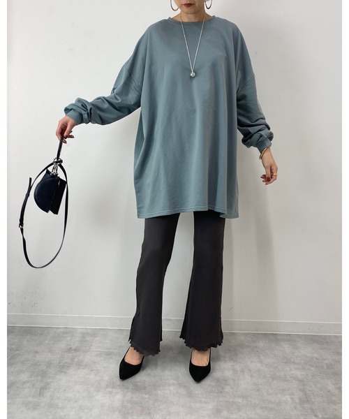 She's Closet(シーズクローゼット)の「Aラインフレアチュニック(スウェット・レディース・ブラック/グレイッシュベージュ/グレイッシュブルー・FREE)」の21枚目の写真