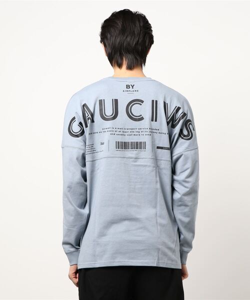 NO WAY(ノーウェイ)の「/バックプリントドルマンスリーブTシャツ/(Tシャツ/カットソー・メンズ・ホワイト/ブラック/グレイッシュブルー・MEDIUM/LARGE)」の5枚目の写真