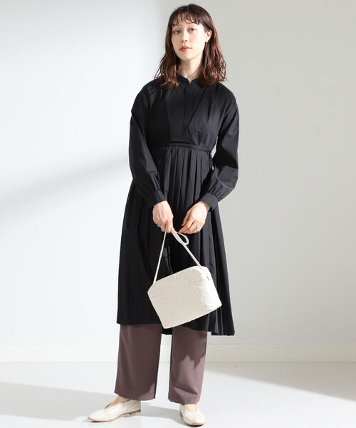 美品【Ray BEAMS】プリーツ切り替えシャツワンピース　ベージュ Ray BEAMS（レイビームス）の「Ray BEAMS / プリーツ キリカエ