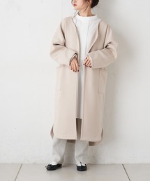 PUAL CE CIN | 【Du noir】ダンボールニットノーカラーコート(ノーカラーコート)