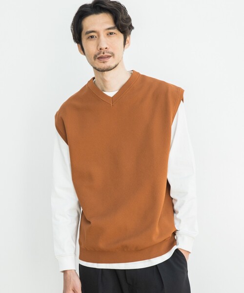 THE SHOP TK （ザ ショップ ティーケー ）の「◆ポリニットベスト（ベスト・メンズ・レンガ/ネイビー・02/03/04）」の2枚目の写真