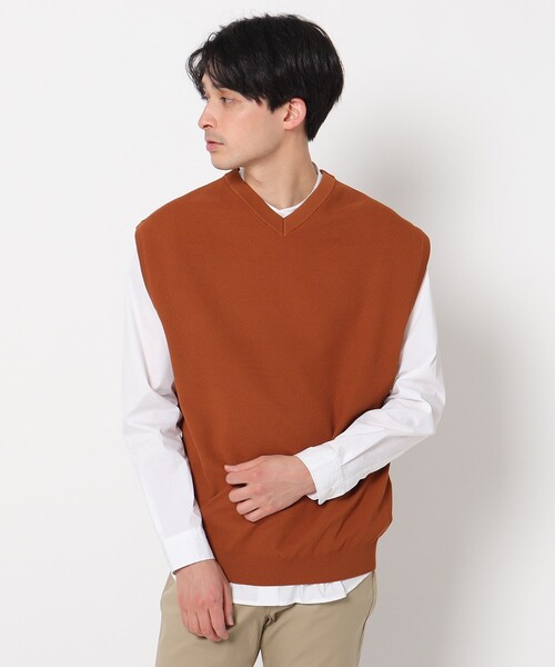 THE SHOP TK （ザ ショップ ティーケー ）の「◆ポリニットベスト（ベスト・メンズ・レンガ/ネイビー・02/03/04）」の3枚目の写真