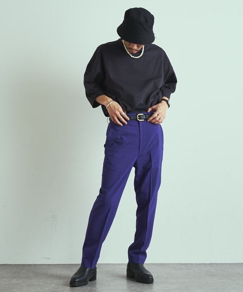 Lui's（ルイス）の「【2×2 セットアップシリーズ 21Summer】 ベーシックスリムトラウザー（スラックス・メンズ・ブラック/パープル/ブルーグリーン・SMALL/MEDIUM）」の13枚目の写真