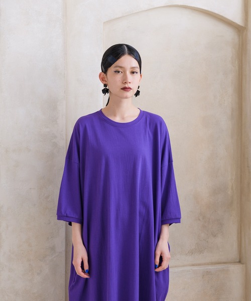 manana suerte（マニャーナスエルテ）の「プレーンカットソーワンピース（ワンピース・レディース・チャコールグレー/ブラック/パープル/グリーン・FREE）」の4枚目の写真